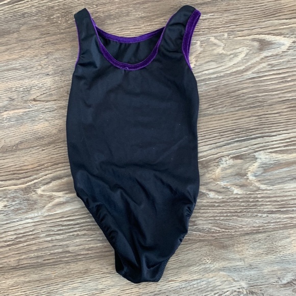 Gymnastics Leotard Kids Girls Size 6 Black with Pink and Silver Sparkles - Picture 2 of 5